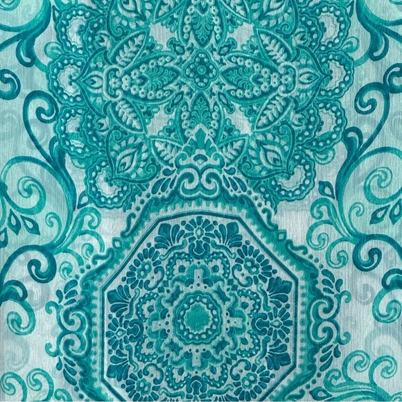 Isaac Mizrahi Medium Shirt Top Blue White Paisley Half Sleeve V Neck Sheer Women - Picture 2 of 6